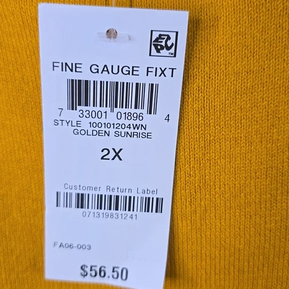 Style & Co Mustard Yellow Long Ribbed Sleeve Sweater, Plus Size 2X, NWT - Picture 4 of 5